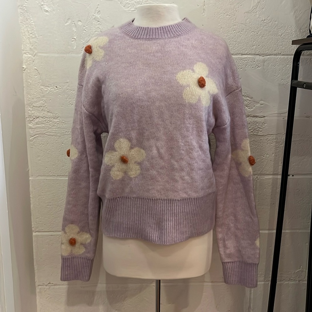 La Miel Lavender Flower Sweater